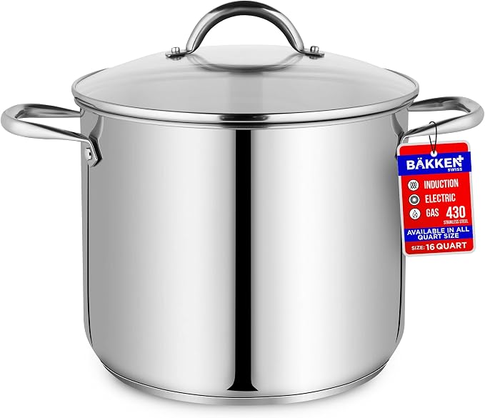 Stainless Steel Stockpot with Tempered Glass Lid 16 Quart, Durable 18/0 by Unknown