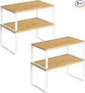 HOOBRO Cabinet Organizer Shelf, Expandable Kitchen Storage, Stackable Bamboo by HOOBRO