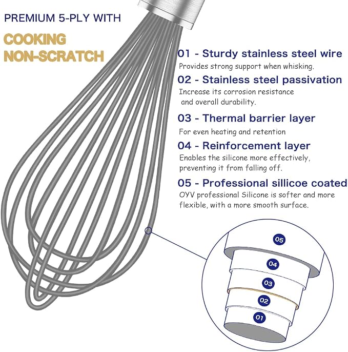 OYV Grey Silicone Whisk, Professional Whisks - Image 3