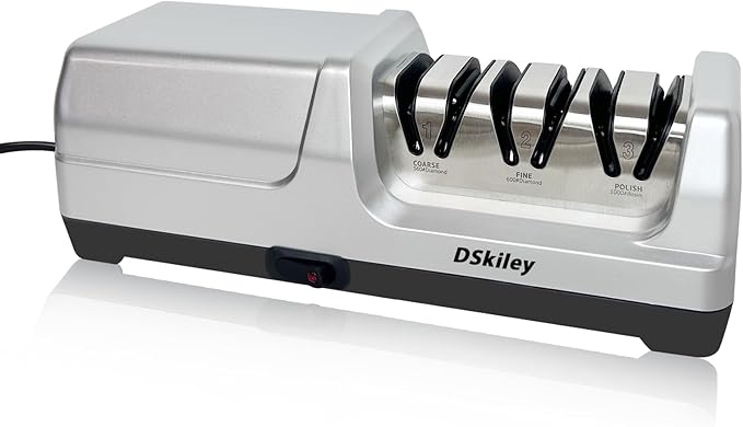 Electric Knife Sharpener for Kitchen – Professional 3-Stage 100% Diamond System by dskiley