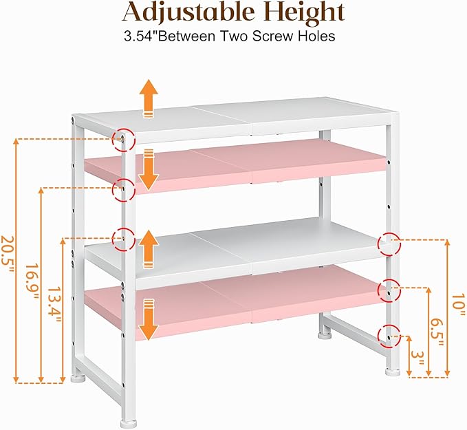 2-Tier Expandable Kitchen Storage Shelf, 150LBS Heavy Duty Metal Shelving Units - Image 3