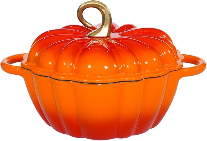 Pumpkin Enameled Cast Iron Dutch Oven by COOKWINCastIron