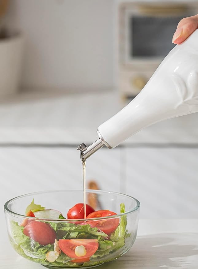 HOMBENE Ceramic Oil & Vinegar Dispenser Set, 12 oz/350ml, 2 Pack, Dripless Spout - Image 6