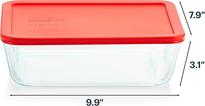 Pyrex Simply Store Glass Food Storage Container, Snug Fit Non-Toxic Plastic - Image 2