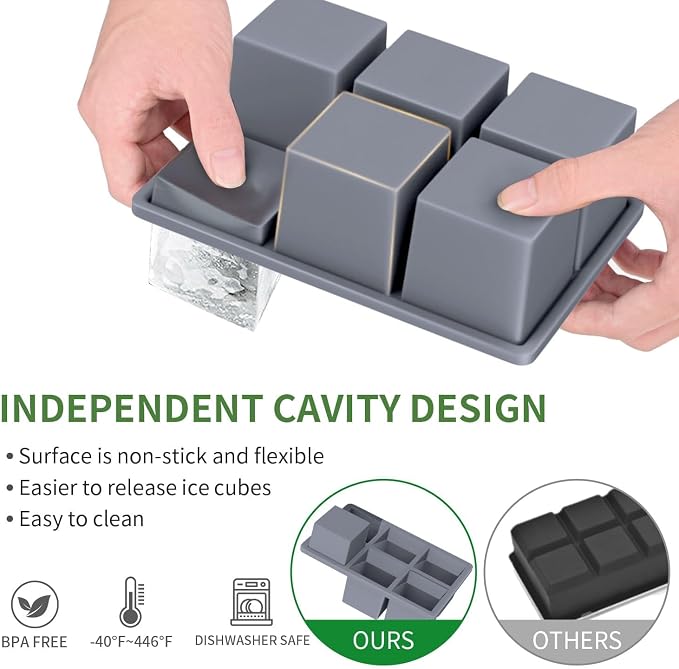 Large Ice Cube Tray for Whiskey: FDDBI Big Square Ice Cube Maker for Cocktail - Image 4