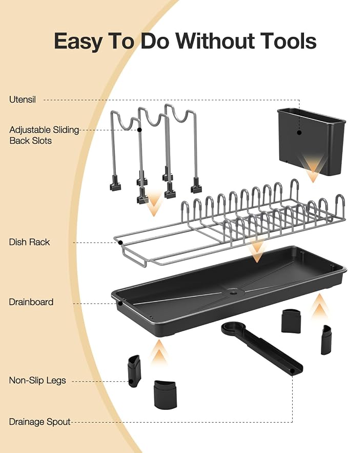 Small Dish Drying Rack Carbon Steel Dish Rack Rustproof - Image 7