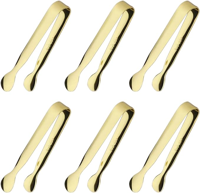 6PCS Ice Tongs Mini Sugar Tongs 4.25Inch Stainless Steel Small Serving Tongs by Sunenlyst