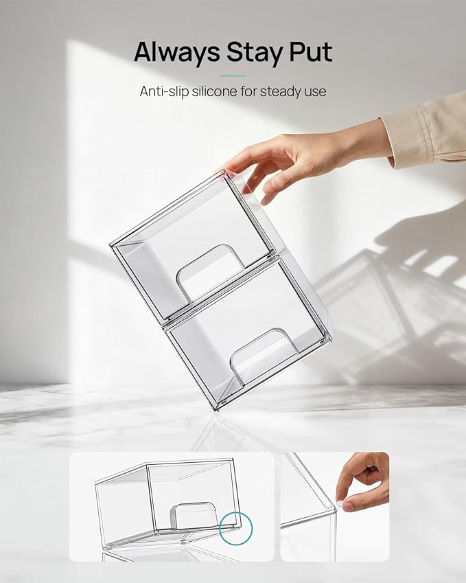 Vtopmart 12 Pack Small Clear Stackable Storage Drawers, Acrylic Bathroom Makeup - Image 6