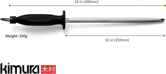 Kimura Professional Diamond Honing Steel, 10 inch Honing Rod, Diamond Knife - Image 3