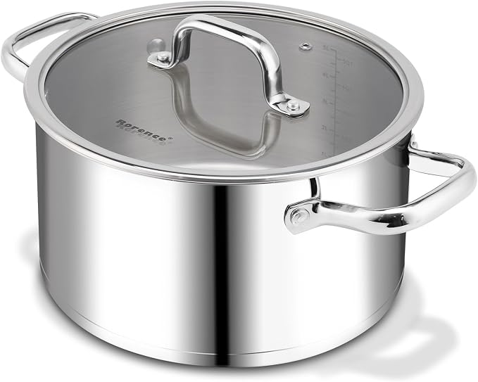 Rorence Stainless Steel Stock Pot, Tri-Ply Base Large Pot Induction Cooking Pot by Rorence
