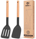 Pack of 2 Silicone Cooking Spatula, Heat Resistant Solid Turner, Non Stick by BUNDLEPRO