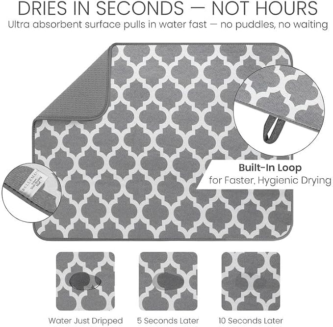 Bellemain XL Dish Mat 24" x 17" Microfiber Dish Drying Mat, Super absorbent - Image 3