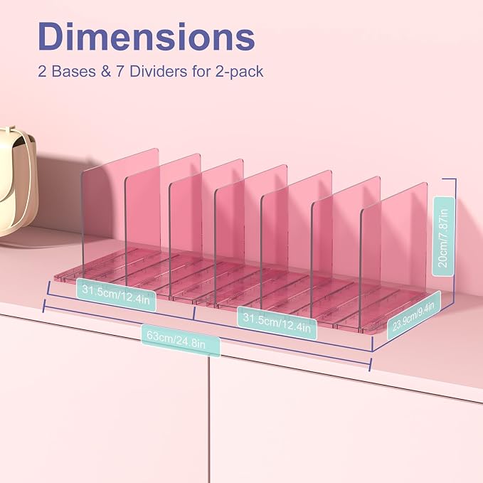 SortNStore Purse Organizer for Closet: Shelf Dividers Adjustable Acrylic Bag - Image 7