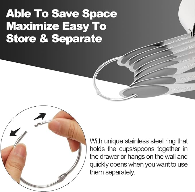 Measuring Cups & Spoons Set of 16, Wildone Stainless Steel Measuring Cups and - Image 6