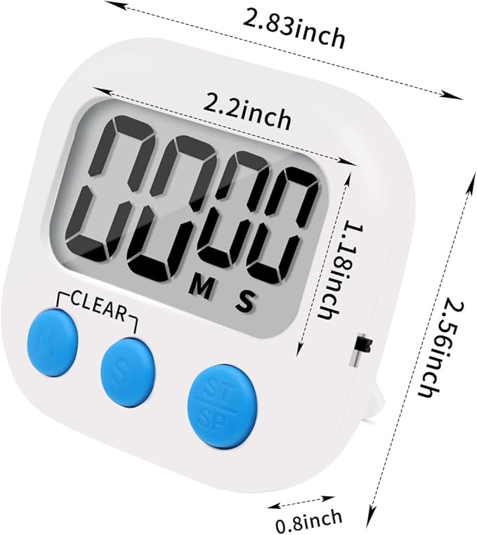 LinkDm 6 Pack Small Digital Kitchen Timer Magnetic Back and ON/Off Switch - Image 3