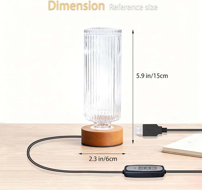 Dimmable Crystal Night Light, Small Bedside Lamp, Nightlight - Image 3
