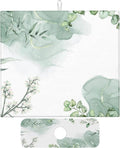 Watercolor Green Leaf Floral Dish Drying Mat by Unknown