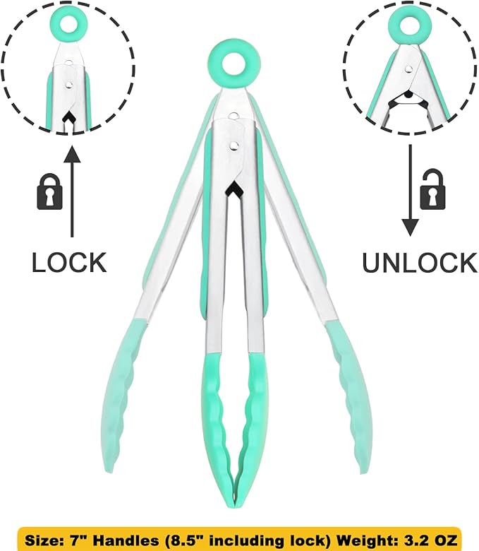 HINMAY Small Tongs with Silicone Tips 7-Inch Serving Tongs - Image 3