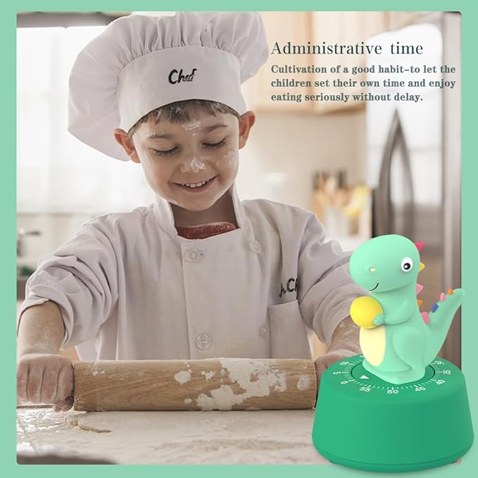 ELE DEPI 60 Minutes Mechanical Kitchen Timer, Cute Dinosaur Timer - Image 2