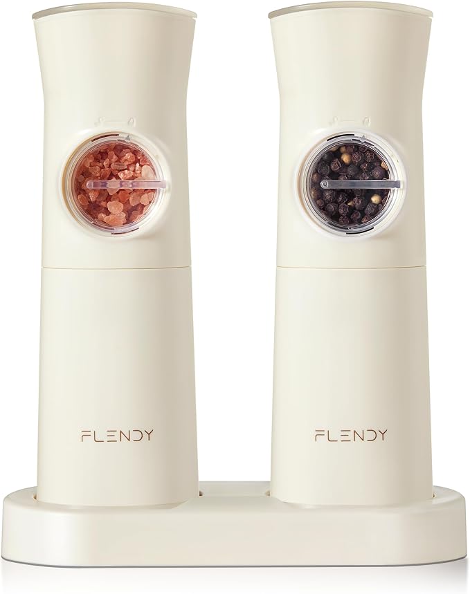 Flendy Gravity Electric Salt and Pepper Grinder Set Rechargeable, Automatic by Flendy