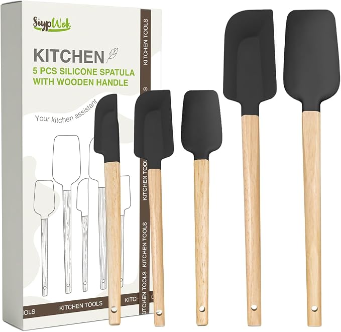 Silicone Spatula Set, Food Grade Rubber Spatula-5 Piece Nonstick Rubber Spatulas by HighQualityKitchenAccessory