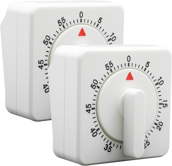 Hitefu 2 Pcs Square 60 Minute Mechanical Kitchen Timer, Visual Cooking Timer by Hitefu