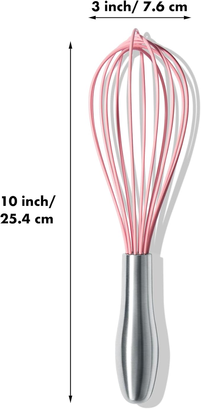 OYV 10-Inch Pink Silicone Whisk, Heat Resistant 480°F Kitchen Whisk - Image 7