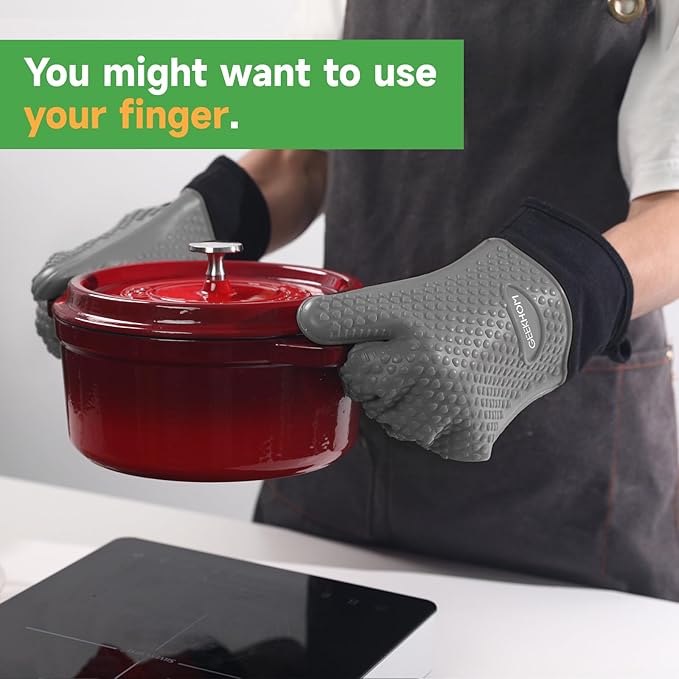 GEEKHOM BBQ Gloves Heat Resistant Oven Mitts - Image 5