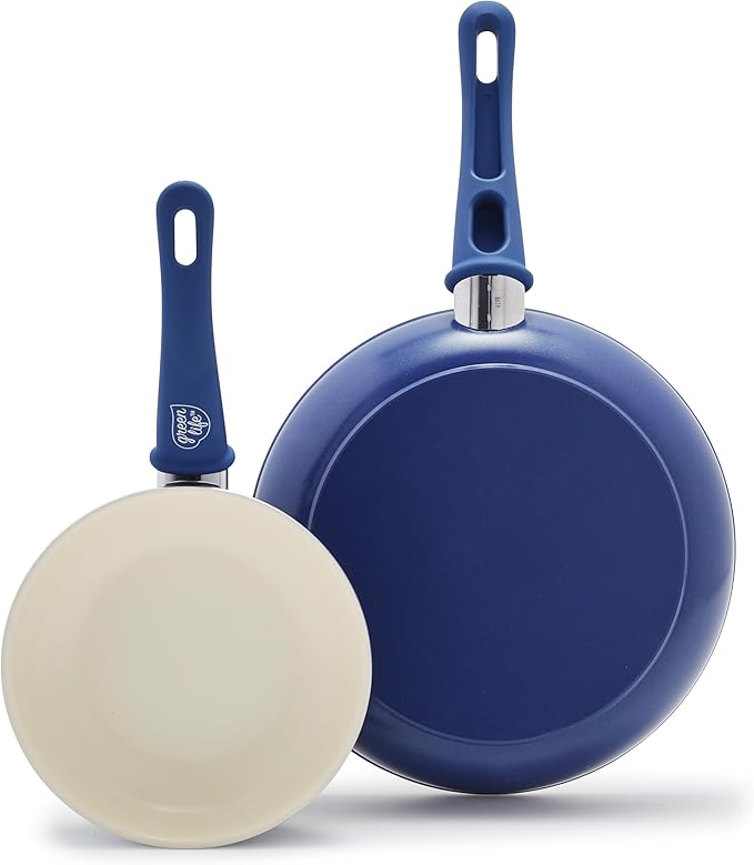 GreenLife Non Stick Fry Pan Set, Non-Toxic PFAS-Free Ceramic Skillets, by GreenLife