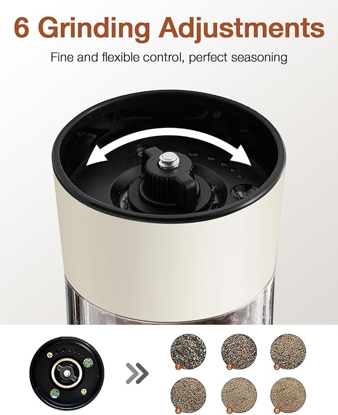 Electric Salt and Pepper Grinder Set, Stainless Steel Automatic Pepper Mill - Image 5