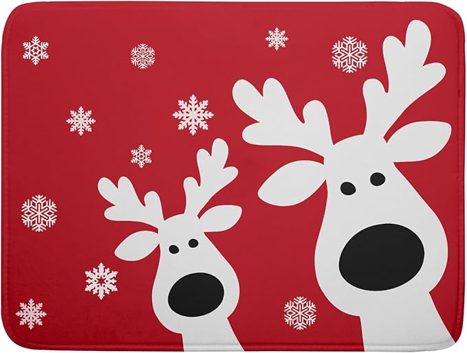 Christmas Dish Drying Mat for Kitchen Counter Cute Reindeer Winter Microfiber by Unknown