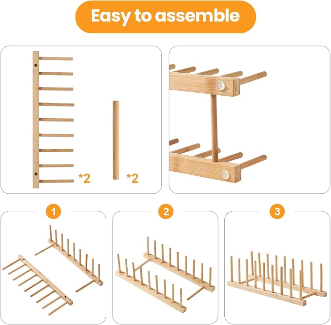4 PCS Bamboo Dish Dying Rack - Image 4
