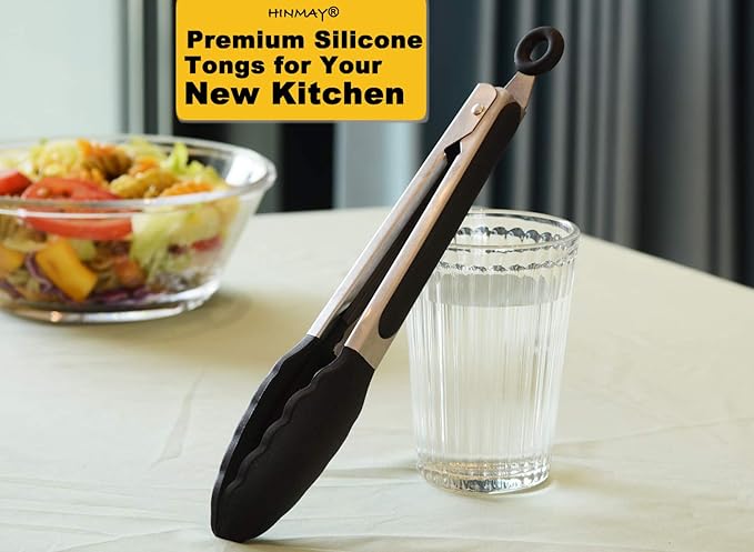 HINMAY 9-Inch Serving Tongs Silicone Tongs - Image 5
