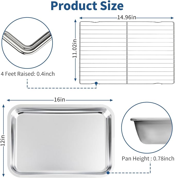 Baking Sheet with Rack Set of 4, Non Toxic & Dishwasher Safe & Easy Clean - Image 2