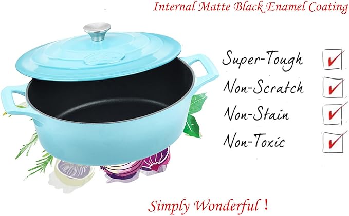 La Cuisine Enameled Cast Iron Oval Dutch Oven Casserole Pot - Image 2