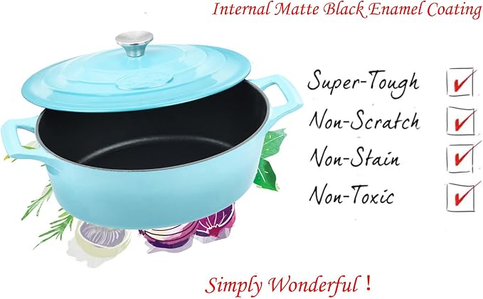 La Cuisine Enameled Cast Iron Oval Dutch Oven Casserole Pot - Image 2