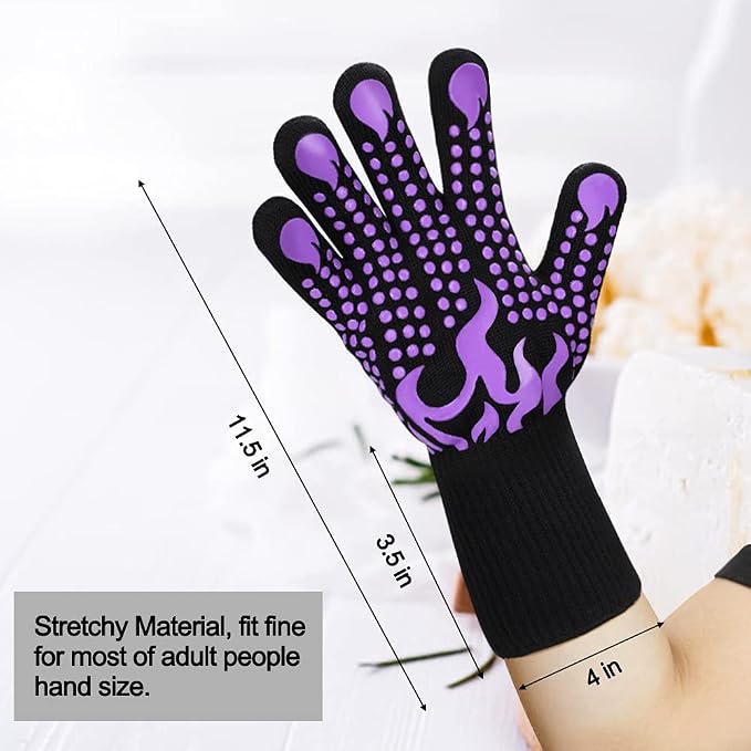 Comsmart BBQ Gloves, 1472 Degree F Heat Resistant Grilling Gloves Silicone - Image 3