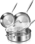 LOLYKITCH 8-10 Inch Tri-ply Stainless Steel Fry Pans and 6 QT Sauté Pan by LolyKitch