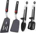4PCS Flexible Silicone Spatula Turner Set and Kitchen Food Tongs by Leakind
