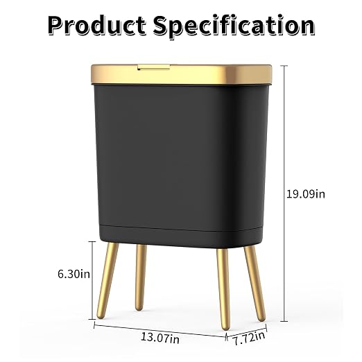 Procade Office Trash Can with Lid, Modern Narrow Garbage Can with Legs - Image 6