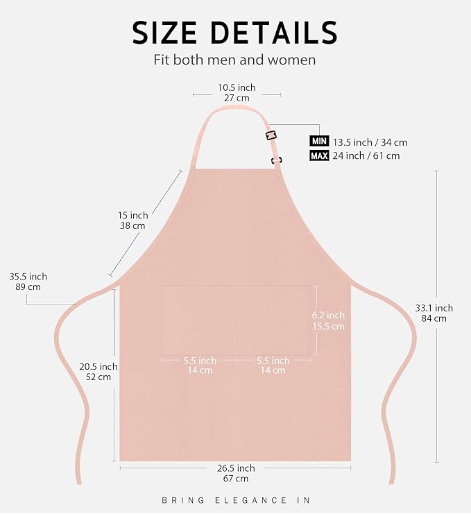 Syntus Apron for Men Women, Adjustable Cooking Kitchen Chef Aprons - Image 2