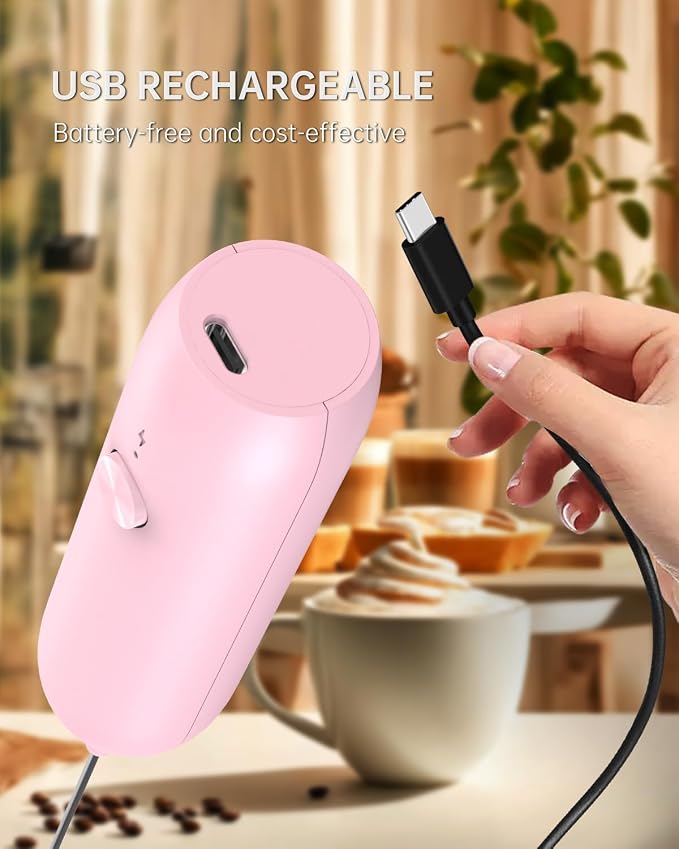 CIRCLE JOY Milk Frother Handheld Rechargeable Milk Foamer Electric Mini Drink - Image 3