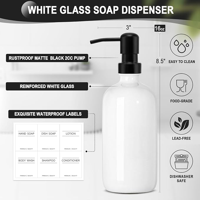 KASUNTING Hand Soap Dispenser for Kitchen, Bathroom Soap Dispenser Set - Image 3