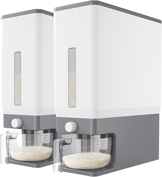 Lifewit 2 Pack Rice Dispenser 25 Lbs, Rice Storage Container Sealed Moisture by Lifewit