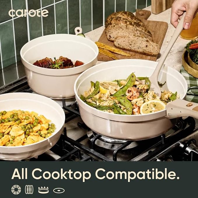 CAROTE 18 Pcs Ceramic Cookware Set Titanium Nonstick - Image 6