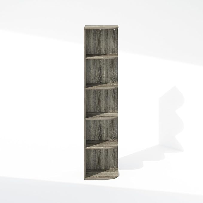 Furinno Reed Corner Shelf, 5-Tier Corner Bookshelf, Book Shelf, Corner Shelves - Image 5