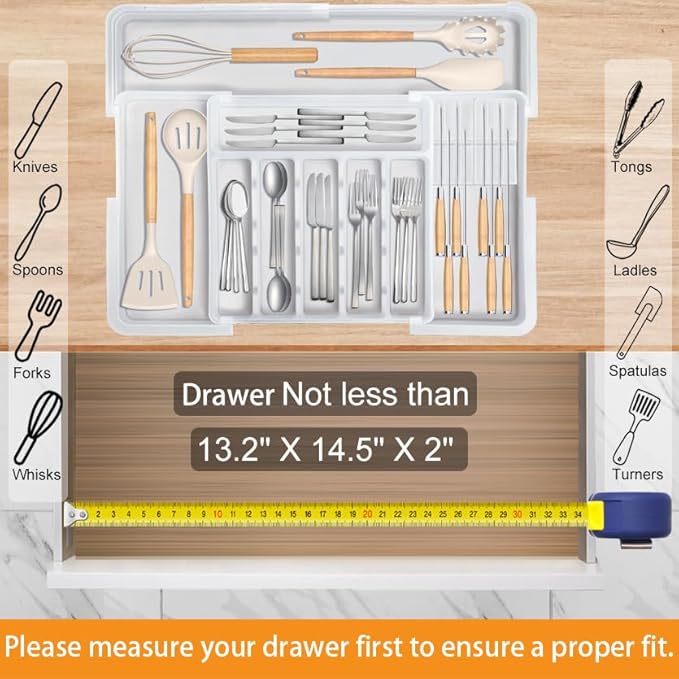 Homecor Silverware Organizer for Kitchen Drawer, Expandable Utensil Drawer - Image 5