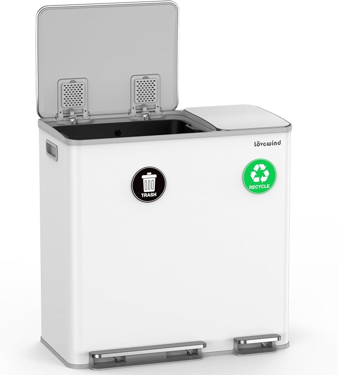 Lovewind Dual Trash Can, 14 + 6 Gallon Garbage Can by LOVEWIND
