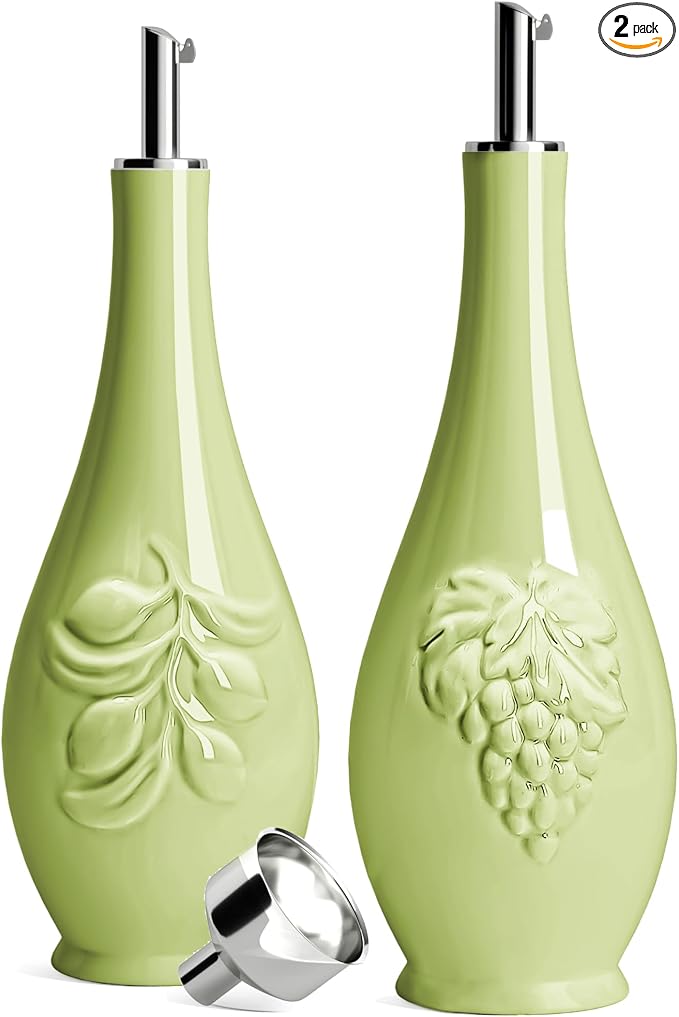 HOMBENE Porcelain Oil and Vinegar Dispenser, 16oz Oil Dispenser by HOMBENE