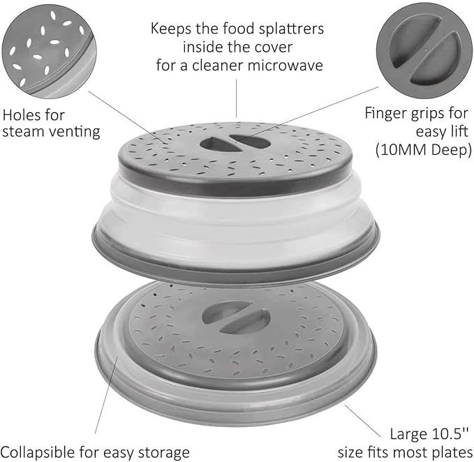 12“ Large Microwave Splatter Cover & Silicone Mat, 12 Inchs Vented Collapsible - Image 3